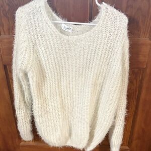 Bluivy Women's White fluffy Sweater